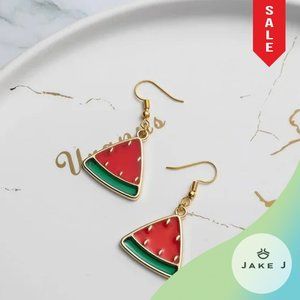 🍑Summer watermelon wedge pendant earrings